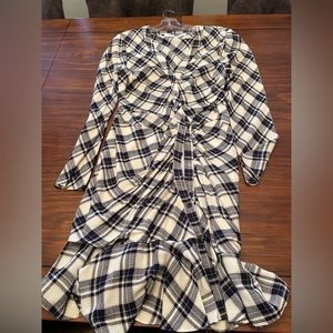 Veronica Beard ruched dress, navy plaid